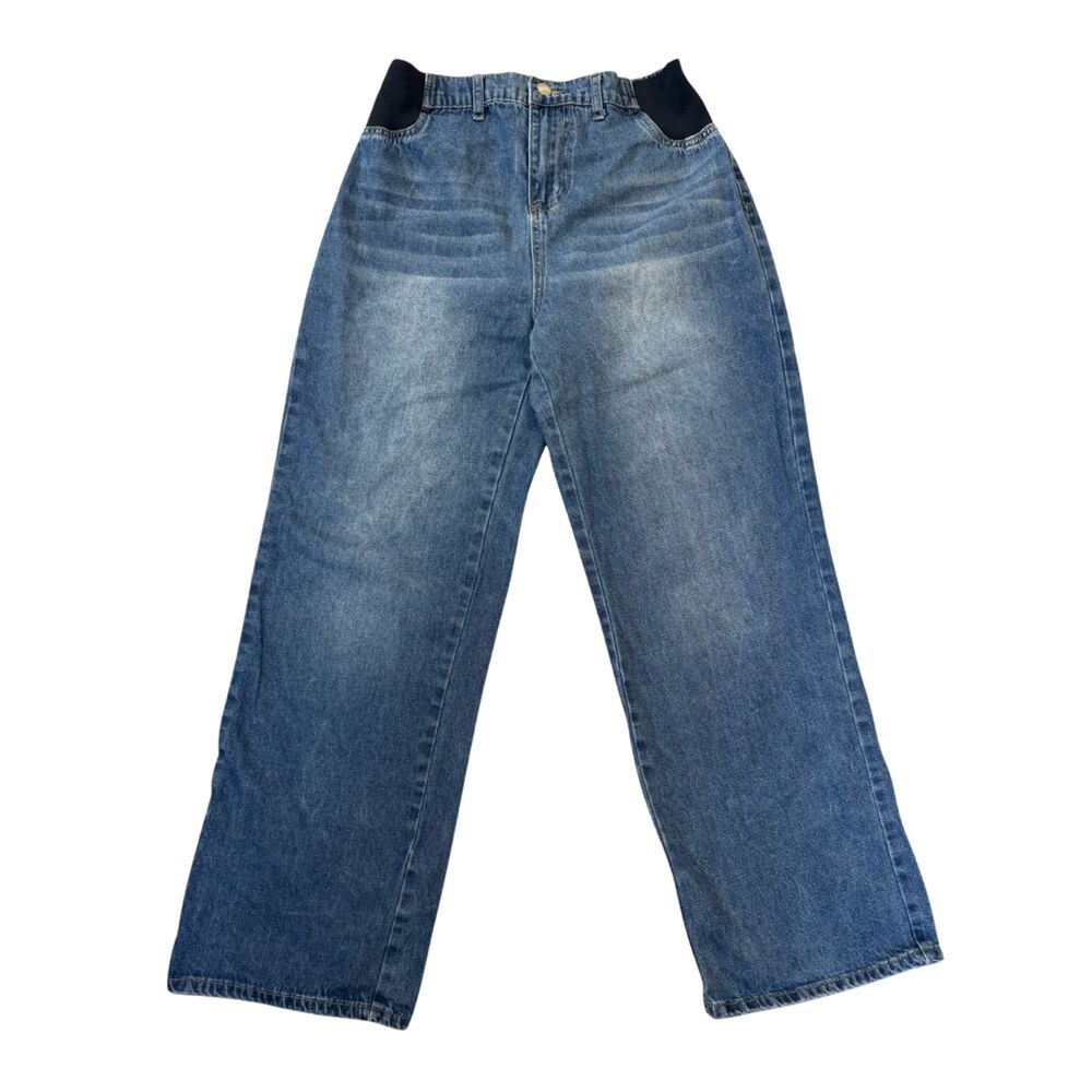 Wide Leg Medium Wash Maternity Jeans Size S